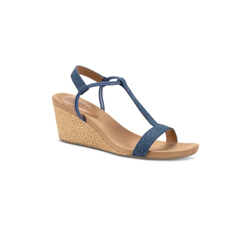 New Style & Co Mulan Wedge Sandals Denim Summer Spring Easter 8.5M